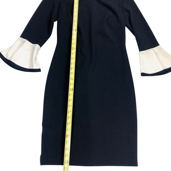 Tommy Hilfiger Bell Sleeve Sheath Dress 4 Black Stretch Elegant Business Casual - Picture 12 of 16